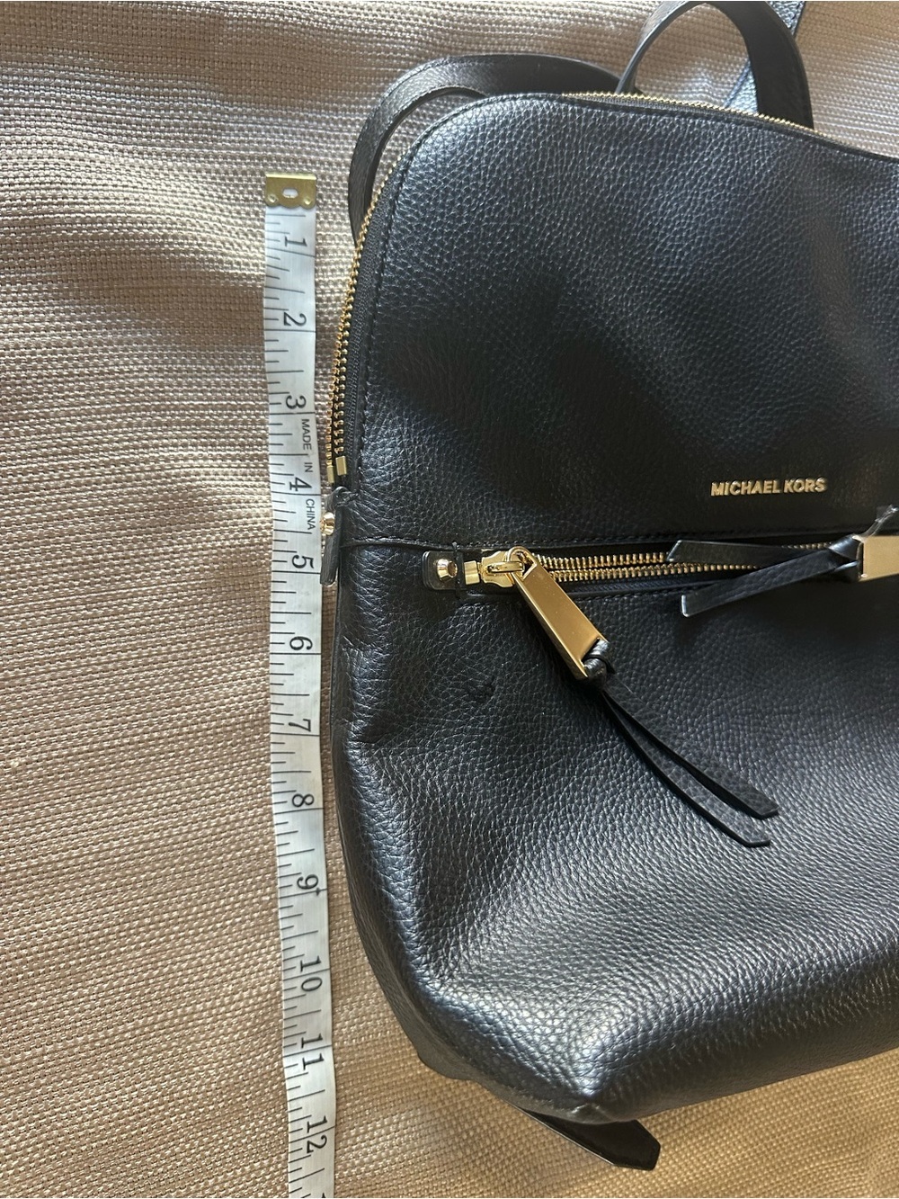 Michael Kors Black Pebbled Leather Backpack with Gold Hardware - Picture 6 of 8